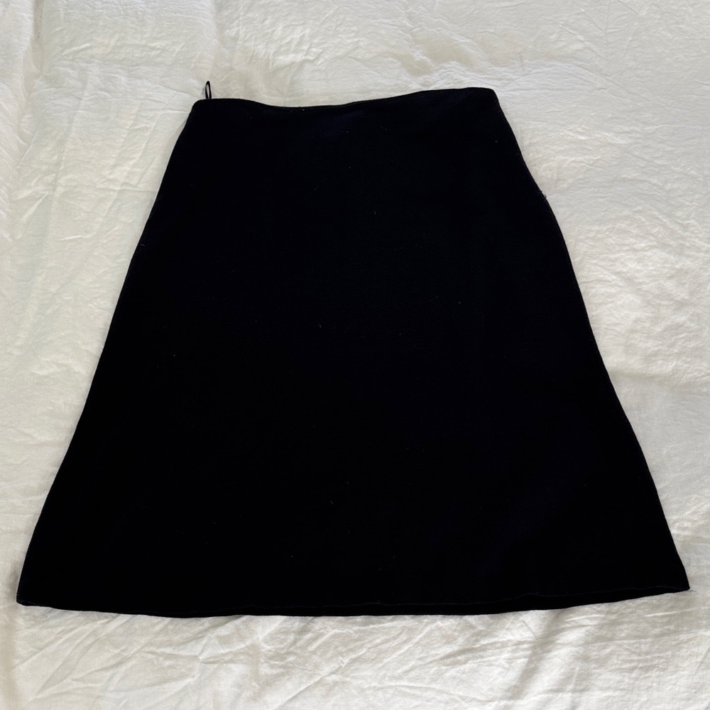 Eileen Fisher Classic Black A-Line Skirt Merino Wool Midi Maxi